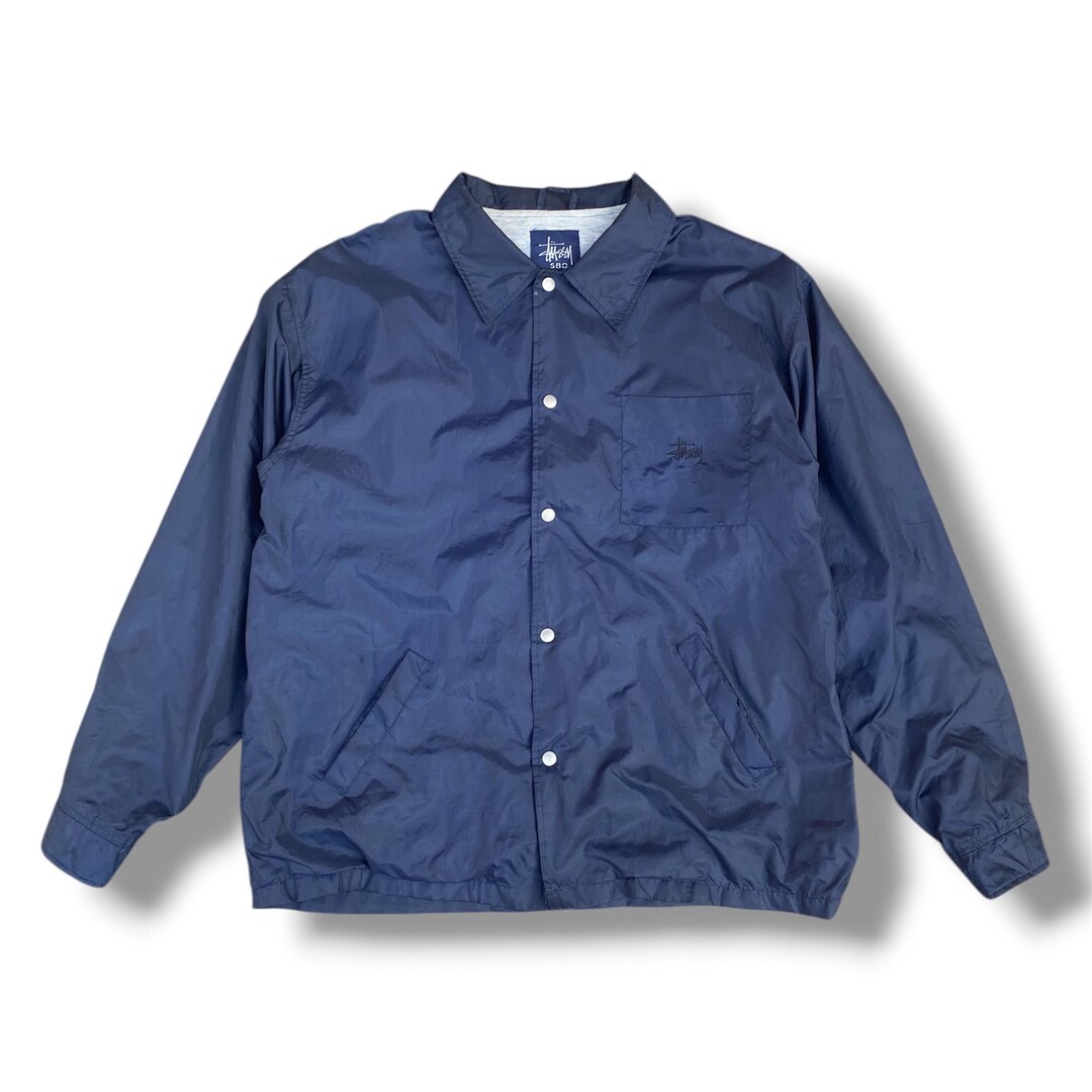 専用 ステューシー コーチジャケット 紺色 ネイビー Vintage Stussy S80 Coach Jacket Navy Blue Snap Button Single