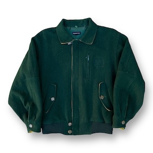 Vintage 90s City Sports Collection Wool Bomber Jacket Large Full Zipper Multipocket Casual Outfits Style Wool Jacket Size L
