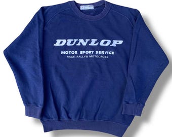 Vintage 90s Dunlop Motor Sport Service Sweatshirt Race Rally Motocross Racing Team Pullover Made in Japan Size L