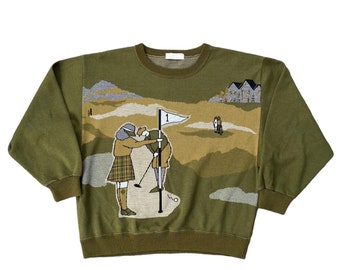 Sudadera vintage de los 90, gris, de lujo, para golfistas, estilo deportivo y casual, talla M. Sudadera con diseño moderno y bordado completo.