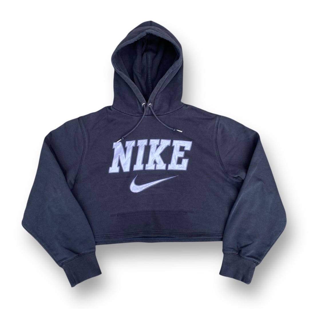 Vintage Y2K Nike Block Crop Top Hoodies Big Embroidery Spell Out