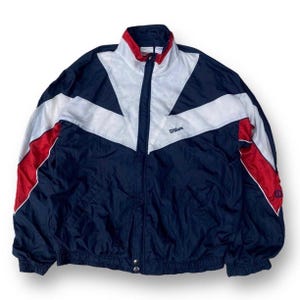 Vintage 90s Wilson Colour Block Jacket Medium Full Zipper Snap Button Windbreaker Sport Jacket Small Embroidery Spell Out Size M
