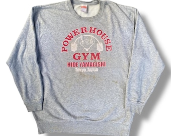 Sudadera vintage de los 90 de Powerhouse Hide Yamagishi Gym, Tokio, Japón, cuello redondo, talla XL.