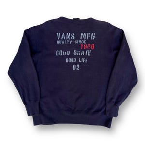 Vintage 90s Vans Sweatshirt 1966 Center Logo Medium Good Skate Good Life Spell Out Streetwear Skateboard Style Outfits Pullover Size M