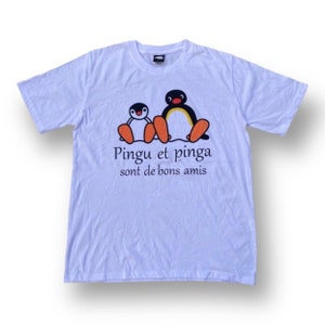 Maglietta vintage anni '90 della serie televisiva Pingu Animation, stampa grande, cartone animato vintage anni '90, taglia L