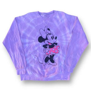 Felpa con cappuccio e girocollo Disney Minnie Mouse, motivo tie-dye, personaggio dei cartoni animati americani Walt Disney Company, taglia M