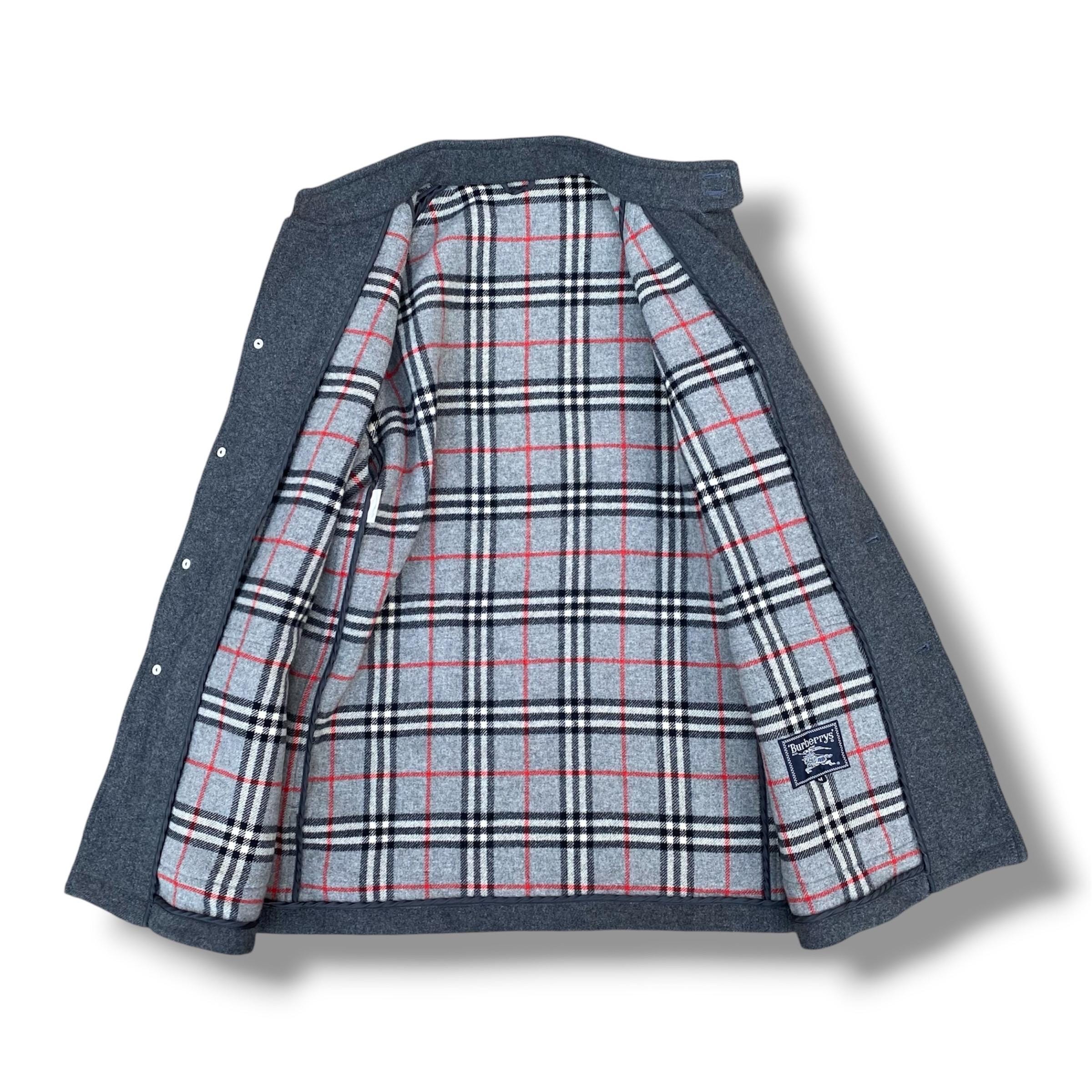 Vintage 90s Burberrys Grey Wool Field Jacket Iconic Nova Check