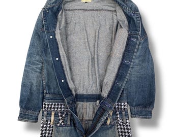 Vintage 90s Jungle Storm Men Denim Jumpsuit Indigo Biker Suit