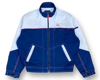 Vintage 90s Mitsubishi Corporation Workwear Jacket Medium Full Zipper Multipocket Worker Jacket Racing Motorsport Size M