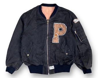 Vintage 90s Pink House Japan Bomber Jacket With Patches (size M