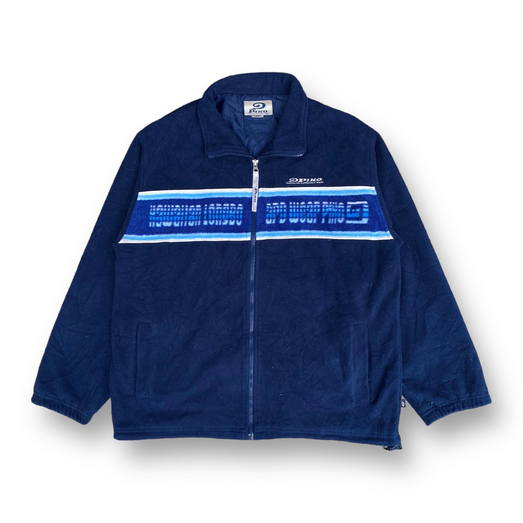 Vintage 90s Piko Hawaiian Longboard Wear Fleece Blue Full Zip