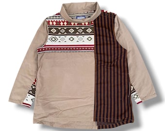 Vintage Amina Patchwork Turtleneck Jumper Abstract Native Designed Japanese Brand Size M