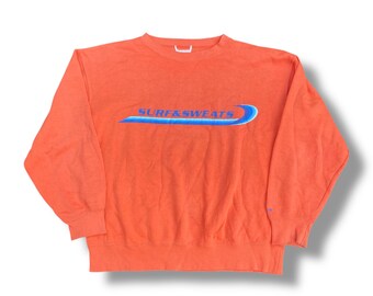 Vintage 90s Surf & Sweats Hawaiian Surf Style Crewneck Sweatshirt Retro Style Outfits Streetwear Surfwear Siz L