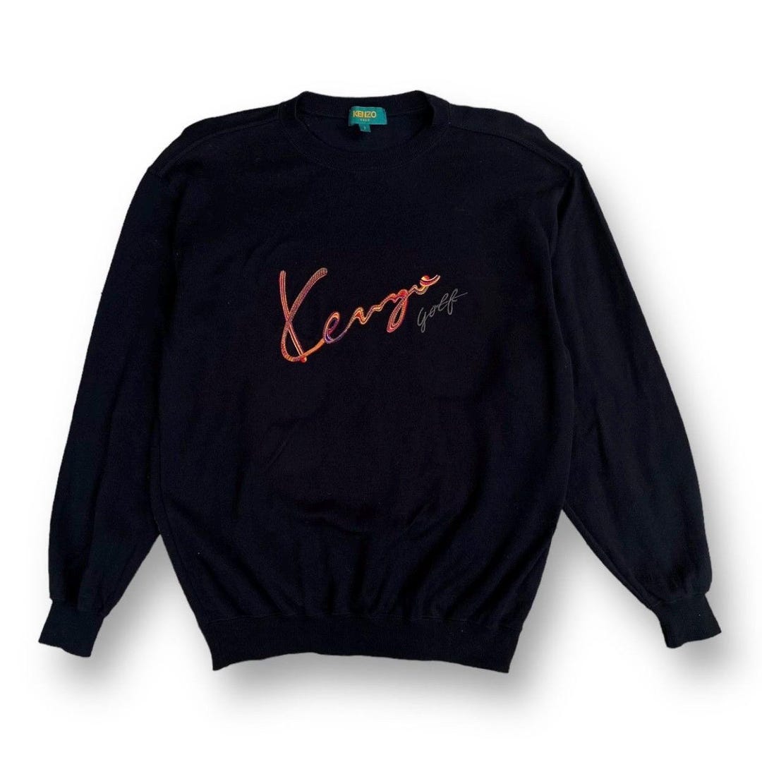 Vintage 90s Kenzo Golf Sweatshirt Made in Japan Cotton Black
