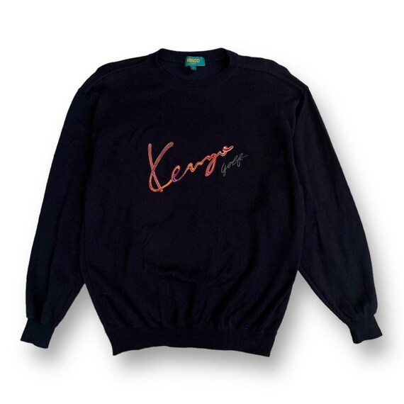 Vintage 90s Kenzo Golf Sweatshirt Made in Japan Cotton Black