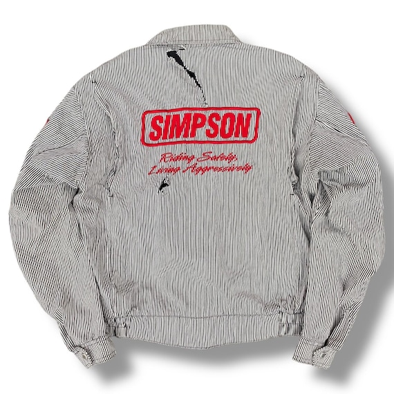 Vintage Simpson Racing Team Motorsport Stripe Bomber Jacket Full