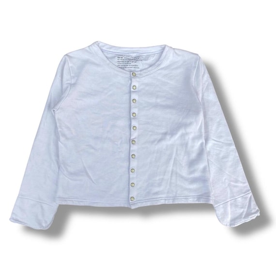 Issey Miyake, Vintage Ne-net A-NET by Issey Miyake White Snap Button Knit Cardigan French Terry Sweater Made in Japan Japanese Brand
