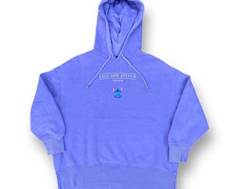 Lilo and Stitch Ohana Hoodies Sweatshirt Embroidery Logo Spell Out Walt Disney Movie Cartoon Size M