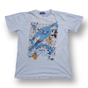 Vintage Aladdin Shirt Medium American Animated Musical Fantasy Comedy Film by Walt Disney Pictures Company Character Genie Photoprint Size M