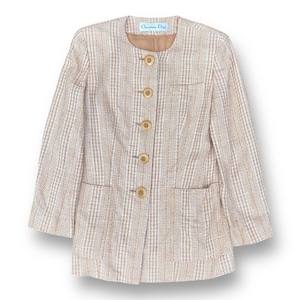 Vintage 90s Christian Dior Women Blazer Coat Jacket Button Down Double Pocket Dior Designer Casual Formal Style Outfits Size S