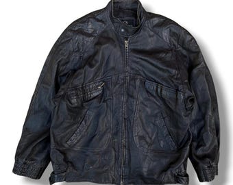 Vintage Outbrook Leather Jacket XL Black - Etsy