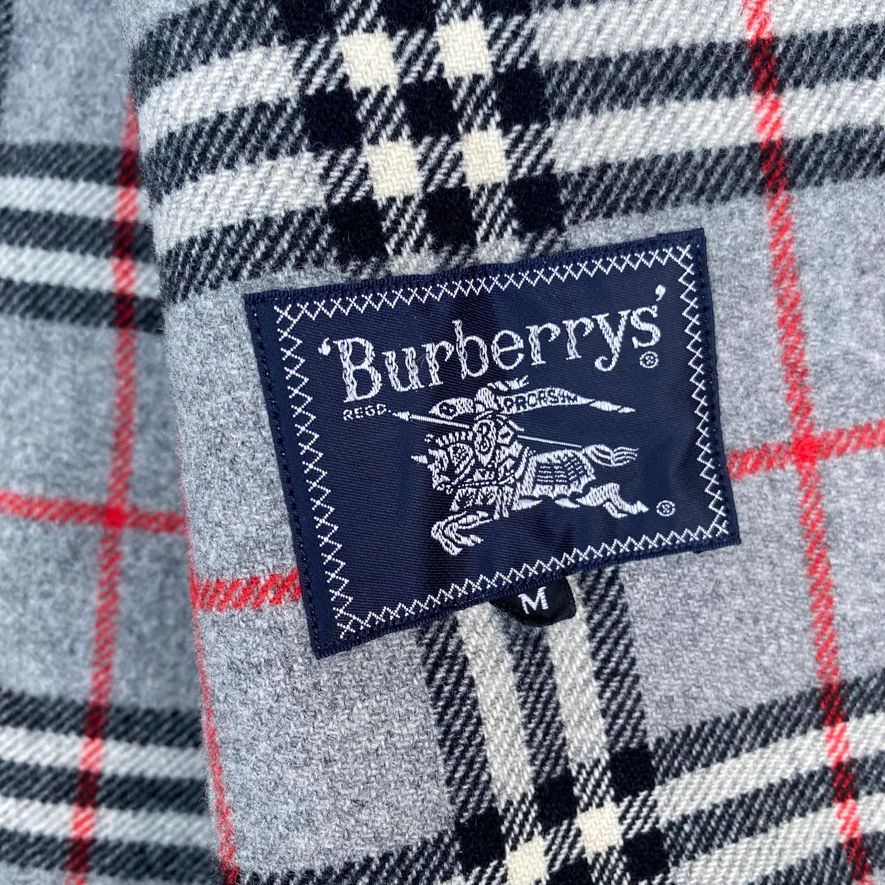 Vintage 90s Burberrys Grey Wool Field Jacket Iconic Nova Check