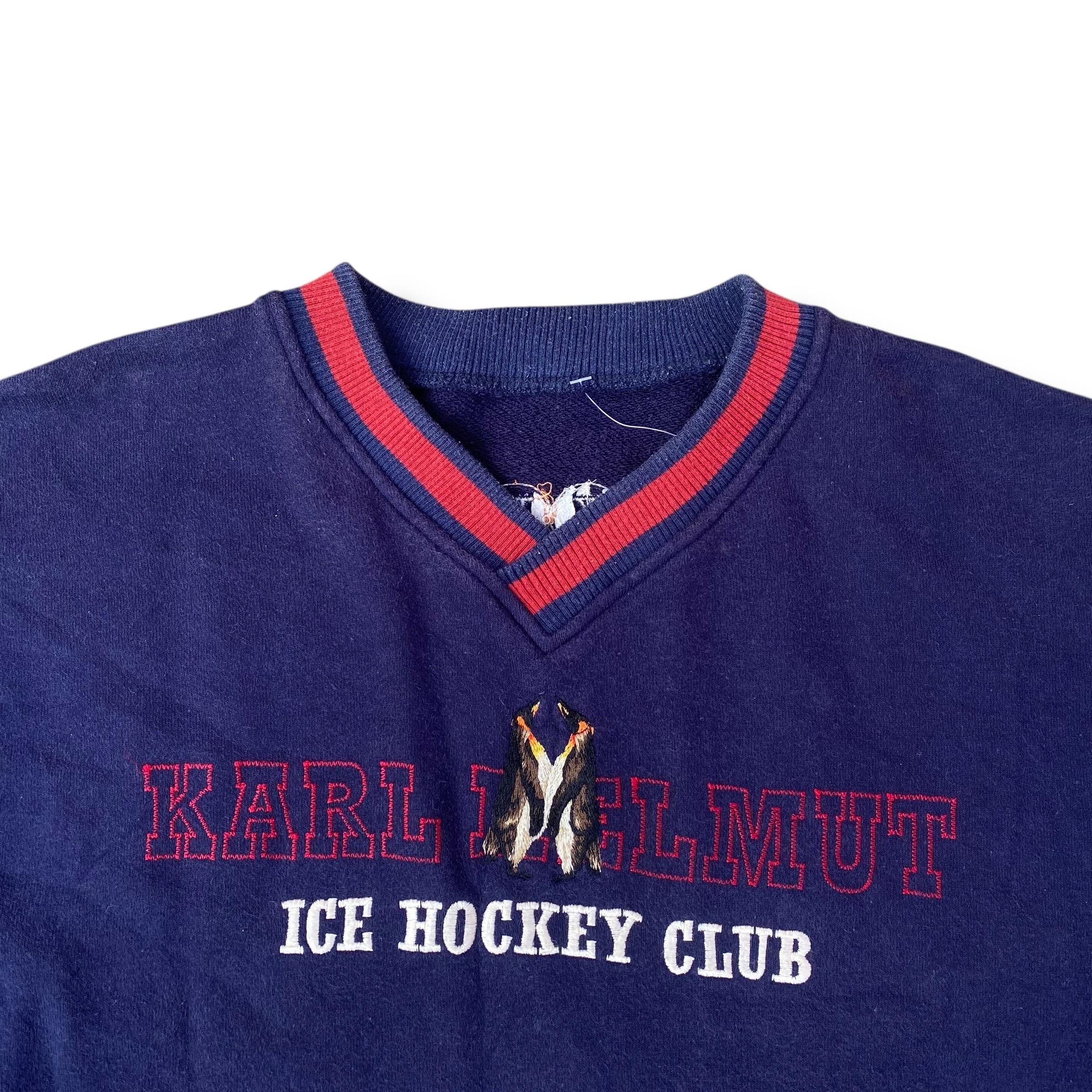 【USED】ChampionREDFISH LAKE1929スウェット Vintage 90s Karl Helmut Ice Hockey Club Sweatshirt Embroidery