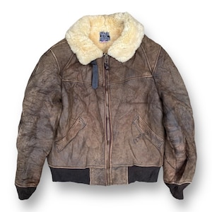 Vintage 90s Avirex Military Type B6 US Army Bomber Jacket Sherling Jacket Sheepskin Flight USAAF  Leather Aviator Coat 100% Leather Size 40