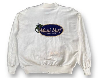Vintage Crazy Shirt Maui Surf Company Snap Button Varsity Jacket Medium Hawaii Aloha Surfing Wear Streetwear Embroidery Logo Size Medium