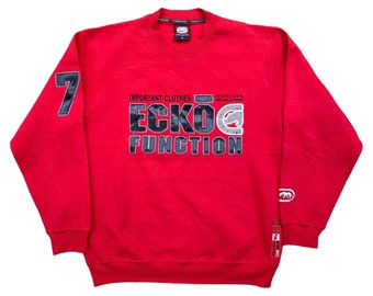 Vintage 90s Ecko Function Big Spell Out Sweatshirt Large Embroidery Logo Pullover Streetwear Outfits Style Size L