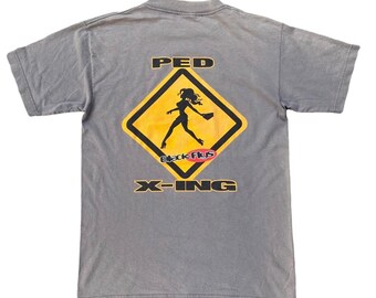 Vintage 90s Black Flys Ped X-Ing Shirt Medium  Skateboard Streetwear Outfits Skater Style Big Back Hit Logo Made in USA Size M
