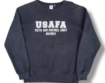 Sudadera vintage de la Fuerza Aérea de los Estados Unidos de los años 90 Avirex USA 75.ª Unidad de Patrulla Aérea Avirex Spell Out All American Classic Talla XL