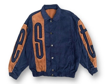 Vintage 90s Rare Cab Clothing Embroidery Big Loga Bomber Jacket