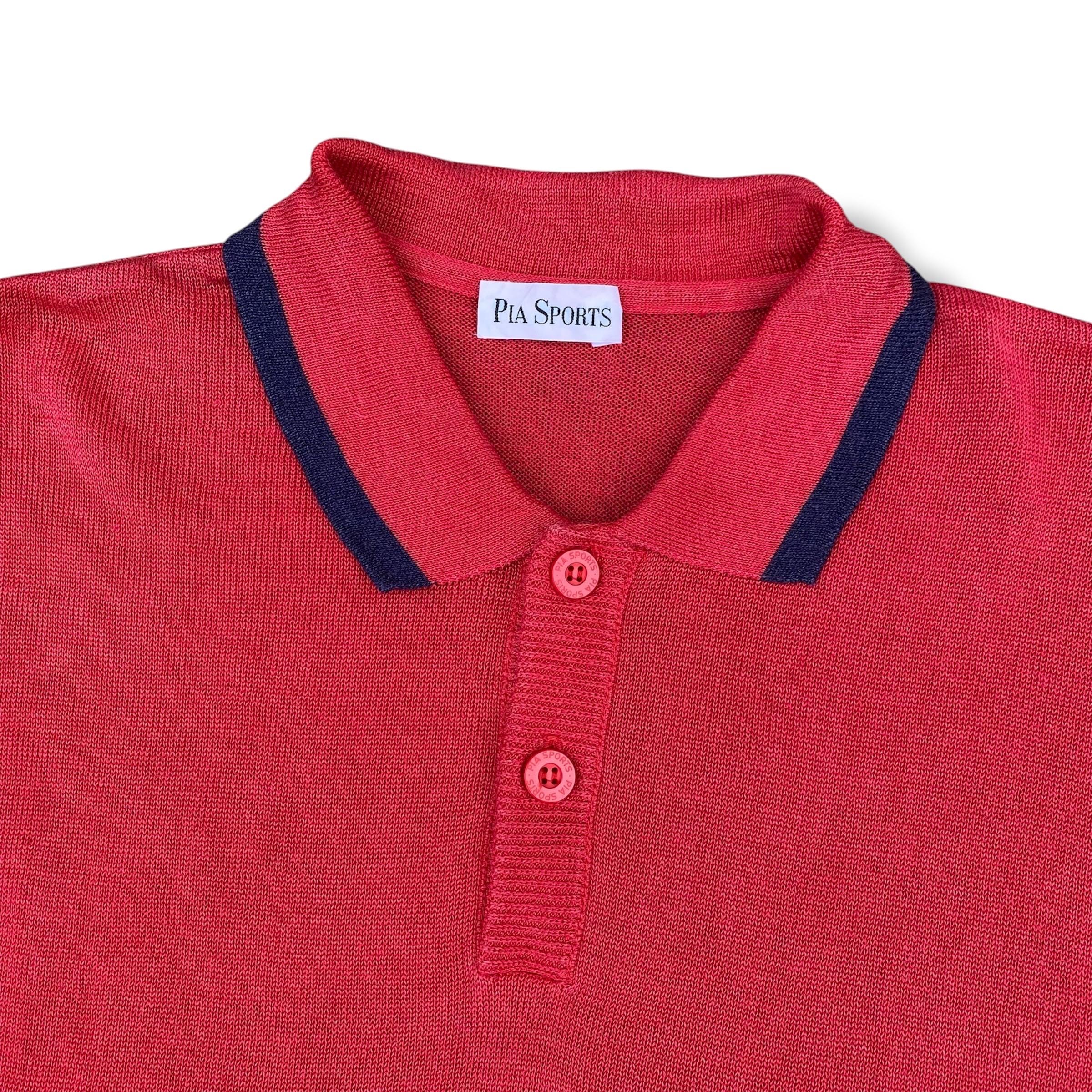 Vintage 90s Pia Sports Knitwear Polo Shirt Embroidered Design Made 