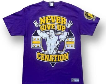 Vintage Y2K Never Give Up Cenation Shirt U ME John Cena Hustle Loyalty Respect World Wrestling Unterhaltung 2000 Größe M