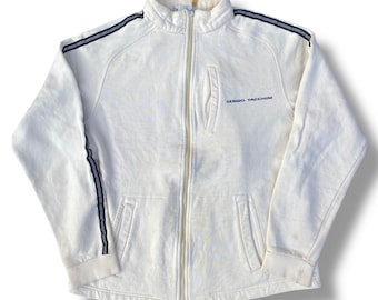 Vintage 90s Sergio Tacchini Womens Sweater Jacket Full Zipper Multipocket Spell Out Sportswear Womenswear Size M