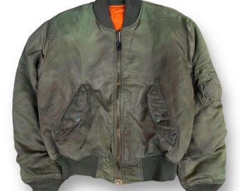 Fire! Vintage 90s Reversible Bomber Jacket Medium Type MA1 Flyer Intermediate Military Bomber Flight Jacket Air Force Style Size M