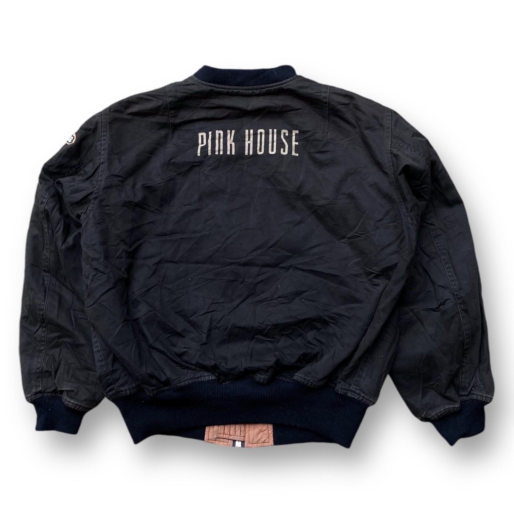Vintage 90s Pink House Bomber Jacket Large Karl Helmut Big