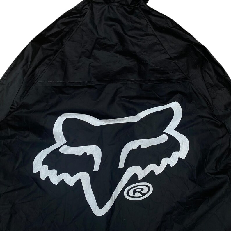 Vintage Fox Racing Long Raincoat Jacket Water Resistant Big Logo Back ...