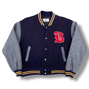 Vintage 90s Hiro Varsity Jacket Snap Button Colour Block Embroidery Logo Casual Streetwear Style Fashion Outfits Japanese Brand Size M