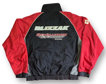 Vintage jaren 90 Blizzak Revolution Bridgestone Jacket Racing Team Motorsports volledige ritssluiting groot borduurwerk Spell Out Rider bovenkleding jas maat L