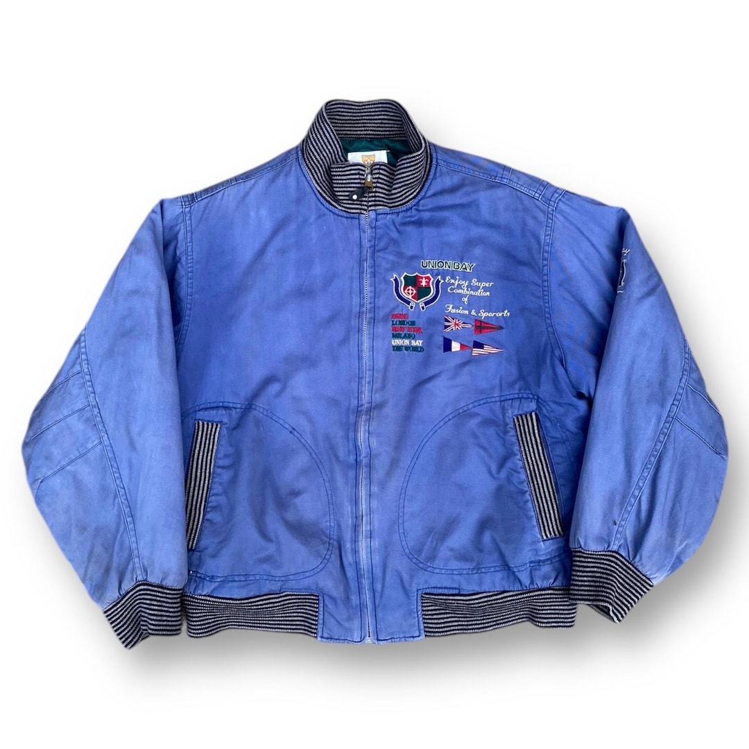 90s Union Bay スタジャン Vintage 90s Union Bay the World Bomber Jacket Large Embroidery