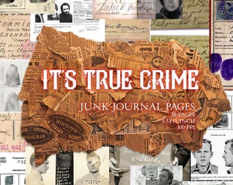 Vintage True Crime Junk Journal Kit: 51 Printable Ephemera (JPG Files)