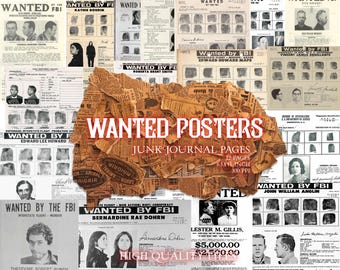 Carteles antiguos de "Se busca": 22 efímeras de crímenes reales imprimibles (descarga digital)