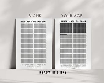 Memento Mori Personalized Life Calendar Weeks Physical Poster, Stoic Life in Weeks Custom Calendar for Wall, Digital Print