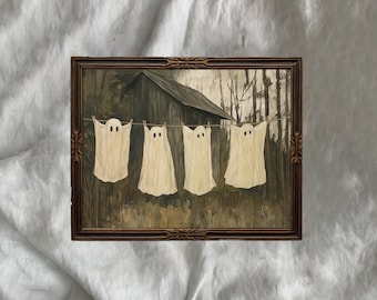 Vintage Halloween Ghost Print: Farmhouse Laundry Room Decor (Digital Download)