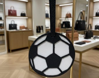 Soccer Ball Leather Suede Bag Tag Charm