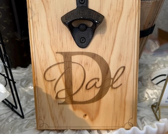 Dad Wall-Mounted Bottle Opener in Natural Wood