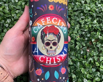 Cafecito y Chisme Be You! Vaso de acero de 20 oz con pajita de plástico