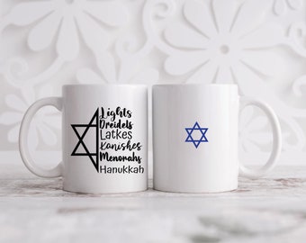 Feliz Hanukkah Estrella de David Tea Mug